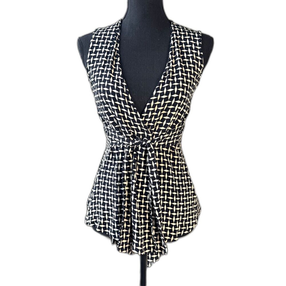 Size M Y2K Vintage Betsey Johnson wrap peplum sleeveless blouse retro 10619